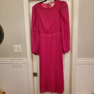 Flying Tomato Midi Pleated Long Sleeve Dress with side cut outs Size M